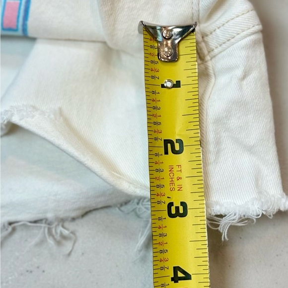 NWT Lucky Brand White Pink Floyd Frayed High Waist‎ Denim Mom Shorts Size… - Picture 11 of 15